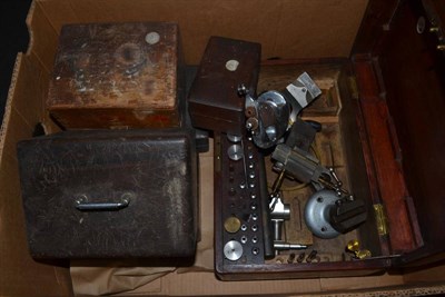 Lot 1072 - Watchmaker's lathe assortments and three staking tool part sets (one box)