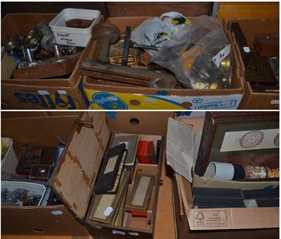 Lot 1074 - Seven dashboard timepieces, lathe, assortments, etc (in six boxes)