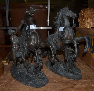 Lot 1095 - A cast pair of Marly horses, 19th century