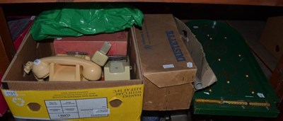 Lot 1121 - Various vintage appliances and toys including Phono Book and boxed Chad Valley telephones etc (qty)