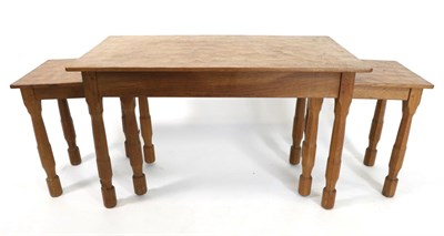 Lot 616 - Foxman: A Don Craven (Aldborough, near Boroughbridge) English Oak Nest-of-Tables, the largest...