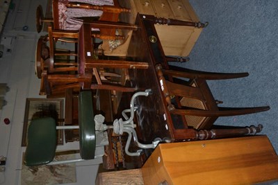 Lot 1180 - A pine table, mahogany side table fitted with a single drawer, a side table fitted with two...