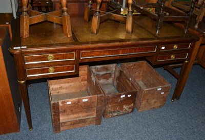 Lot 1183 - A Regency style mahogany writing desk with tooled green leather inserts, stamped 11078, Baker...