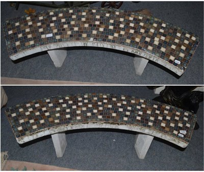 Lot 1187 - Pair of 1950's French mosaic garden benches