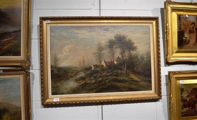 Lot 1194 - J. Cain (19th/20th century), sheep in river landscape, oil on canvas, signed, framed