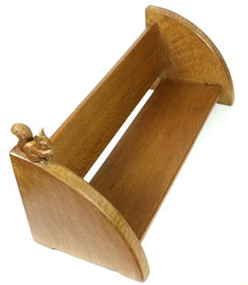 Lot 626 - Squirrelman: A Wilf Hutchinson English Oak Book Trough, with carved squirrel signature, 48.5cm; Two