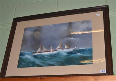 Lot 1217 - 20th Century English School: 'S.Y.Evona' study of a ship, watercolour, 40cm by 62cm