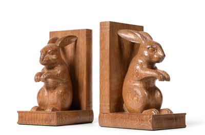 Lot 629 - Woodpeckerman: A Pair of Stan Dodds (1928-2012) Carved English Oak Bookends, each with a hare...