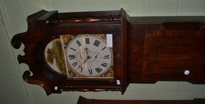 Lot 1254 - An oak and mahogany thirty hour longcase clock, arched painted dial inscribed G.P of Otley