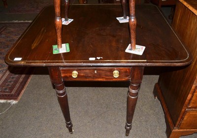 Lot 1300 - A 19th century brass inlaid mahogany Pembroke table