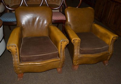 Lot 1319 - Pair of 1930's English club chairs