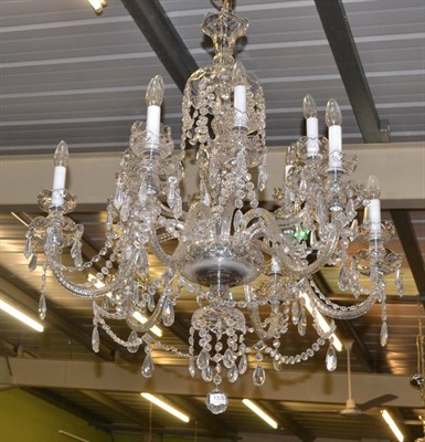 Lot 1335 - A Victorian style twelve branch glass chandelier