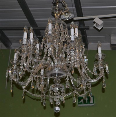 Lot 1337 - A Victorian style twelve branch glass chandelier, ensuite with the preceding lots