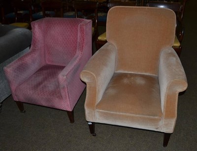 Lot 1344 - An Edwardian mahogany framed armchair together with another