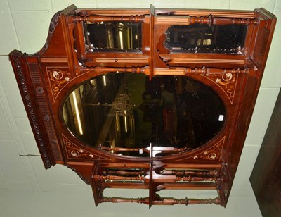 Lot 1379 - An Edwardian rosewood and mahogany inland overmantle mirror