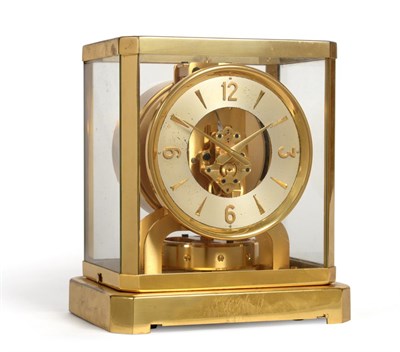 Lot 650 - A Brass Atmos Clock, signed LeCoultre, 2nd half 20th century, case with glazed panels,...