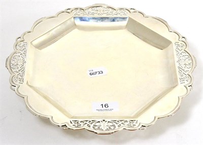 Lot 16 - George V silver low footed dish by Mappin & Webb, with pierced borders, Sheffield 1939, 28cm...