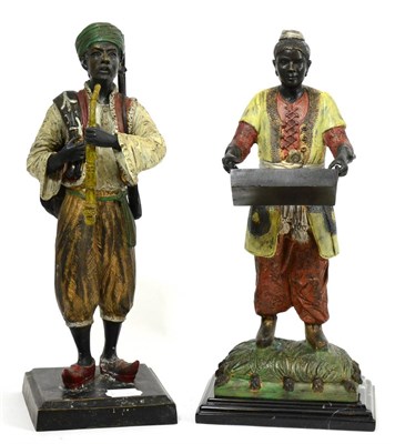 Lot 39 - Two cold painted Nubian figures