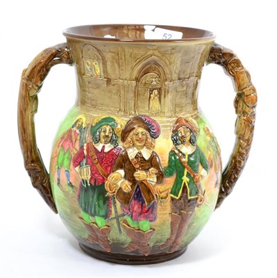 Lot 52 - A Royal Doulton Three Musketeers twin handled cup, limited edition, with certificate, by Noke, 26cm