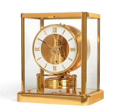 Lot 656 - A Brass Atmos Clock, signed Jaeger LeCoultre, 2nd half 20th century, case with glazed panels,...