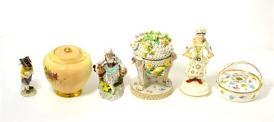 Lot 136 - Decorative ceramics including Royal Worcester pot pourri vase and cover, Schneeballen inkwell...