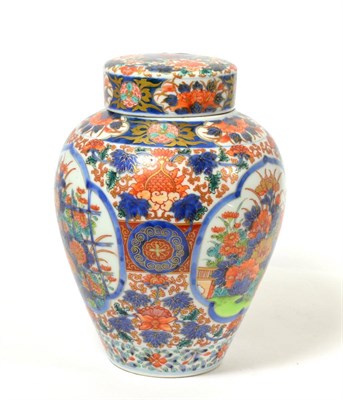 Lot 137 - Imari decorated ginger jar and cover, 23cm high