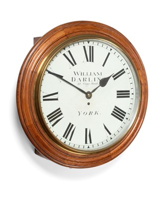 Lot 663 - An Oak Wall Timepiece, signed William Darling, 42 Coney Street, York, circa 1850, side and...