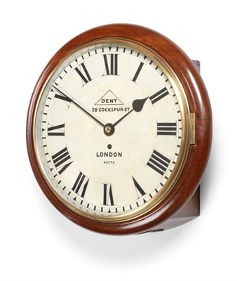 Lot 664 - A Mahogany Wall Timepiece, signed Dent, 28 Cockspur St, London, 45775, circa 1909, side and...