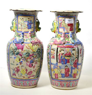 Lot 161 - A pair of Chinese crackle glaze vases, 36cm high