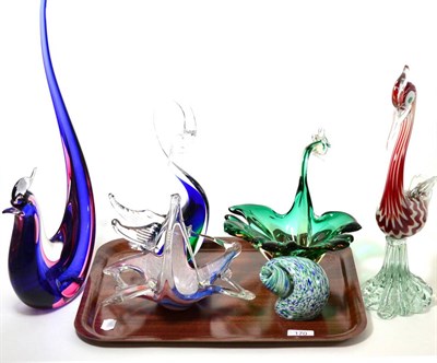 Lot 170 - Six glass ornaments probably Murano