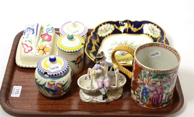 Lot 175 - Ceramics including Meissen salt, Poole pottery, Chinese export mug, etc