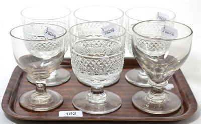 Lot 182 - A set of four cut glass rummers and two other examples (6)