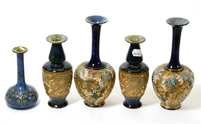 Lot 187 - A pair of Doulton Lambeth stoneware vases together with a pair of Royal Doulton vases and...