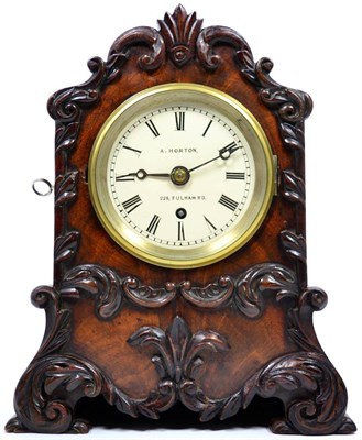 Lot 670 - A Small Mahogany Table Timepiece, signed A.Horton, 228 Fulham Rd, circa 1850, arched case with...