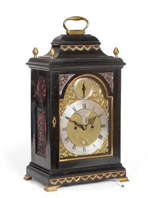 Lot 671 - A George III Ebony Striking Table Clock, signed John Fletcher, London, circa 1780, ebony...