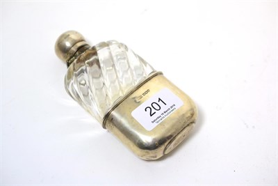 Lot 201 - Silver and glass flask with pull-off cup, Sheffield 1900