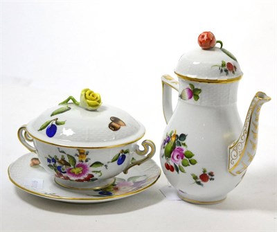 Lot 205 - Herend small coffee pot and a Herend bowl, cover and stand