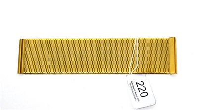 Lot 220 - A 9ct gold broad hammered effect bracelet, length 17.5cm, width 4cm