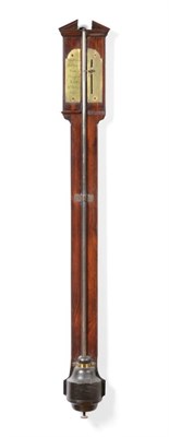 Lot 680 - A Mahogany Stick Barometer, signed B.Storr, York, Fecit, circa 1770, broken arch pediment,...