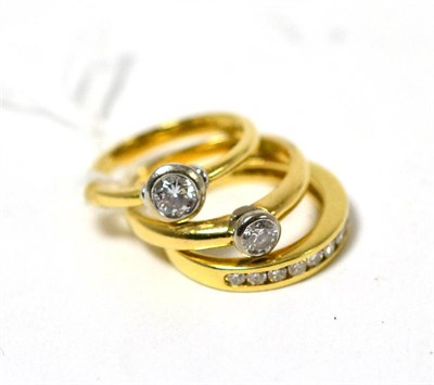 Lot 280 - Three 18ct gold and gem set rings