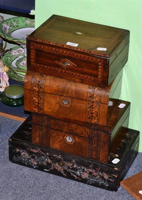 Lot 293 - Four assorted 19th century hinged and inlaid boxes