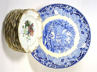 Lot 333 - Twelve botanical dessert plates and a blue and white masons charger