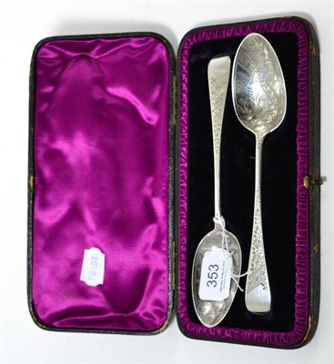 Lot 353 - A cased pair of silver spoons