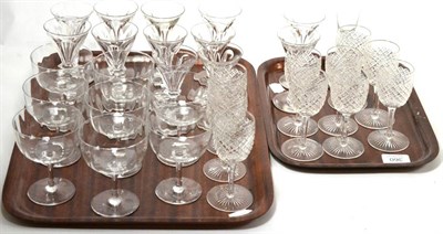 Lot 360 - Set of champagne and wine glasses (on two trays)