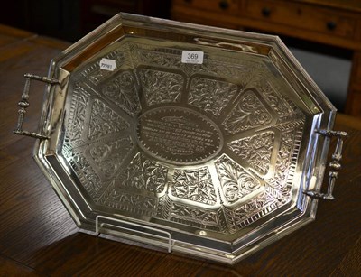 Lot 369 - A silver plated tray engraved L & N W Railway, dated 1905