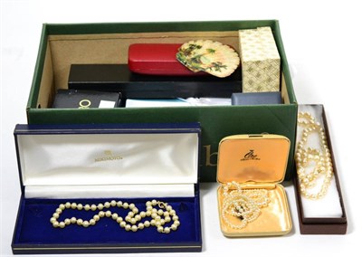 Lot 387 - Various pearl, coral, faux pearl necklaces and other costume jewellery