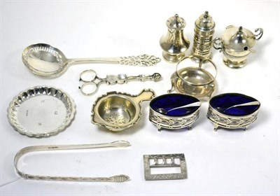 Lot 413 - A pair of silver salts and nine other pieces of small silver