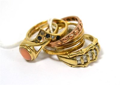 Lot 444 - Six 9ct gold assorted dress rings set with various stones