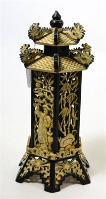 Lot 463 - A Far Eastern carved soapstone incense burner in the form of a pagoda