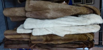 Lot 1026 - White rabbit fur jacket, similar cropped jacket, Marcus Furs musquash coat and two others (5)